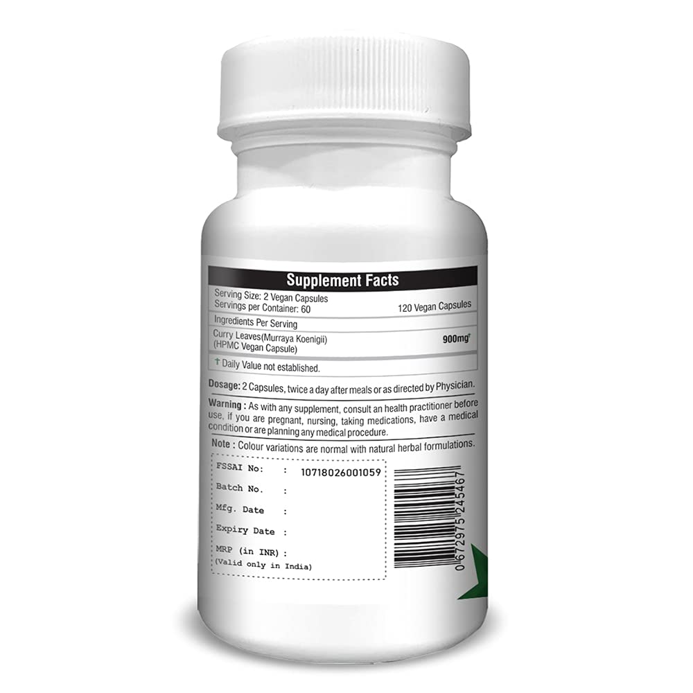 H&C Herbal Ingredients Expert Curry Leaves 450mg - 120 Veg Capsules